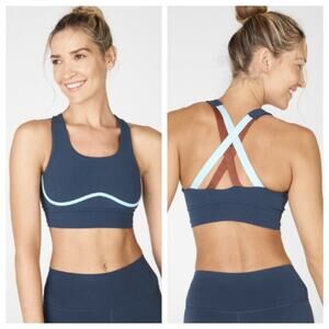 NWT Fabletics Women's Freya SculptKnit Sports Bra Blue Nova Size 3X